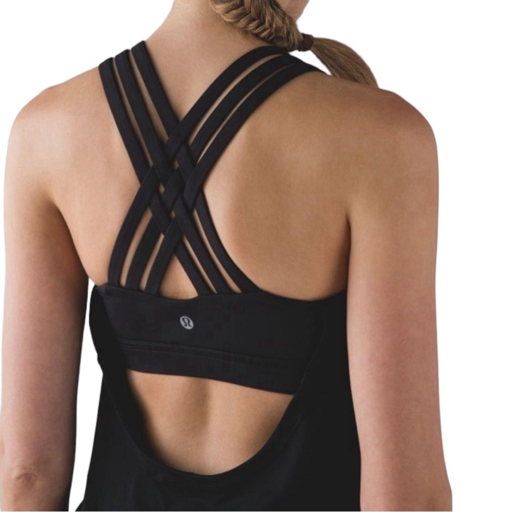 Lululemon Athletica Beat The Heat Tank in Black | 2in1 Sports Bra Size 4 - Picture 1 of 10